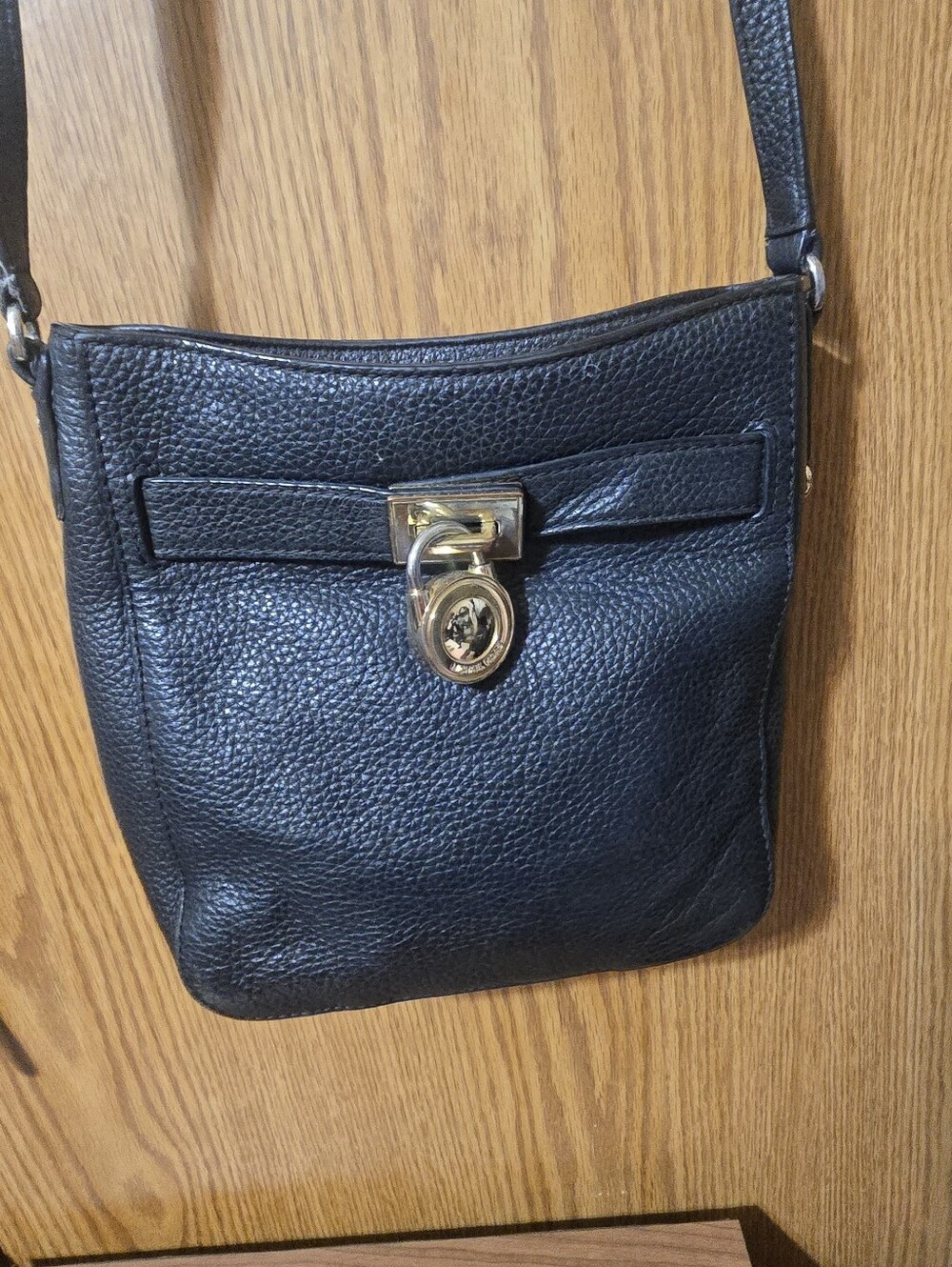 Michael Kors Black Leather Crossbody with Gold Hardware
